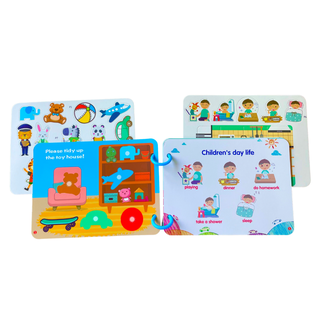 Sticker Book Montessori réutilisable - Anglais