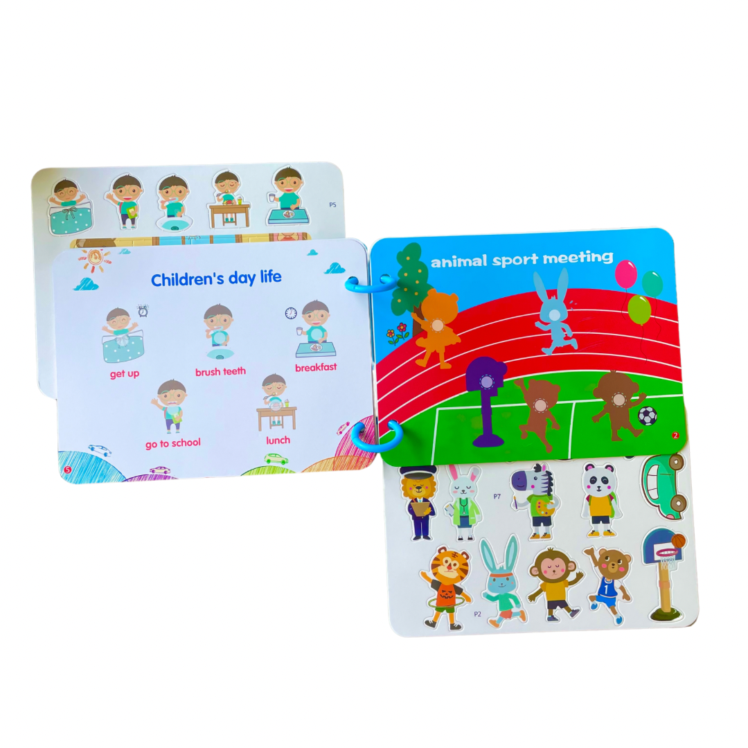 Sticker Book Montessori réutilisable - Anglais